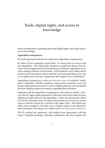 Trade, digital rights, and access to knowledge